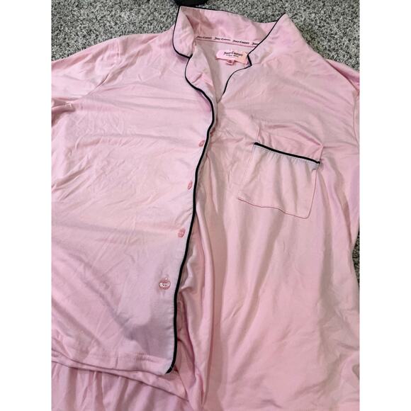 Juicy Couture‎ Bling Pink/Black Trim Pajama Set, Women’s XL Short Sleeve/Shorts - Picture 3 of 12